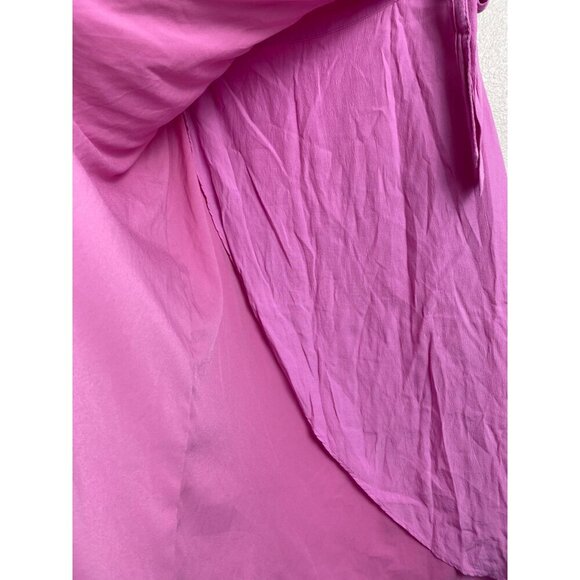 American Eagle Side Tie Wrap Midi Skirt Pink Women Large Barbie High Low Lined - Picture 5 of 12